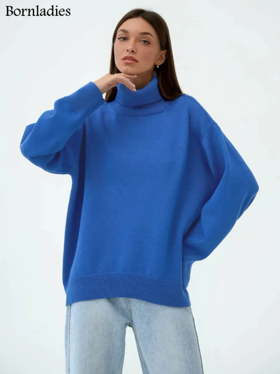 Chic Oversized Turtleneck Sweater for Women